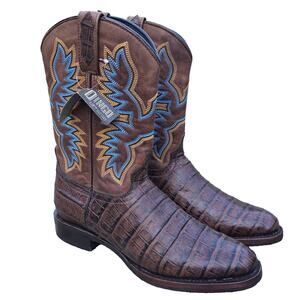 NWT Dingo Trail Boss Embroidered Gator Print Round Toe Cowboy Boot Men's 10D